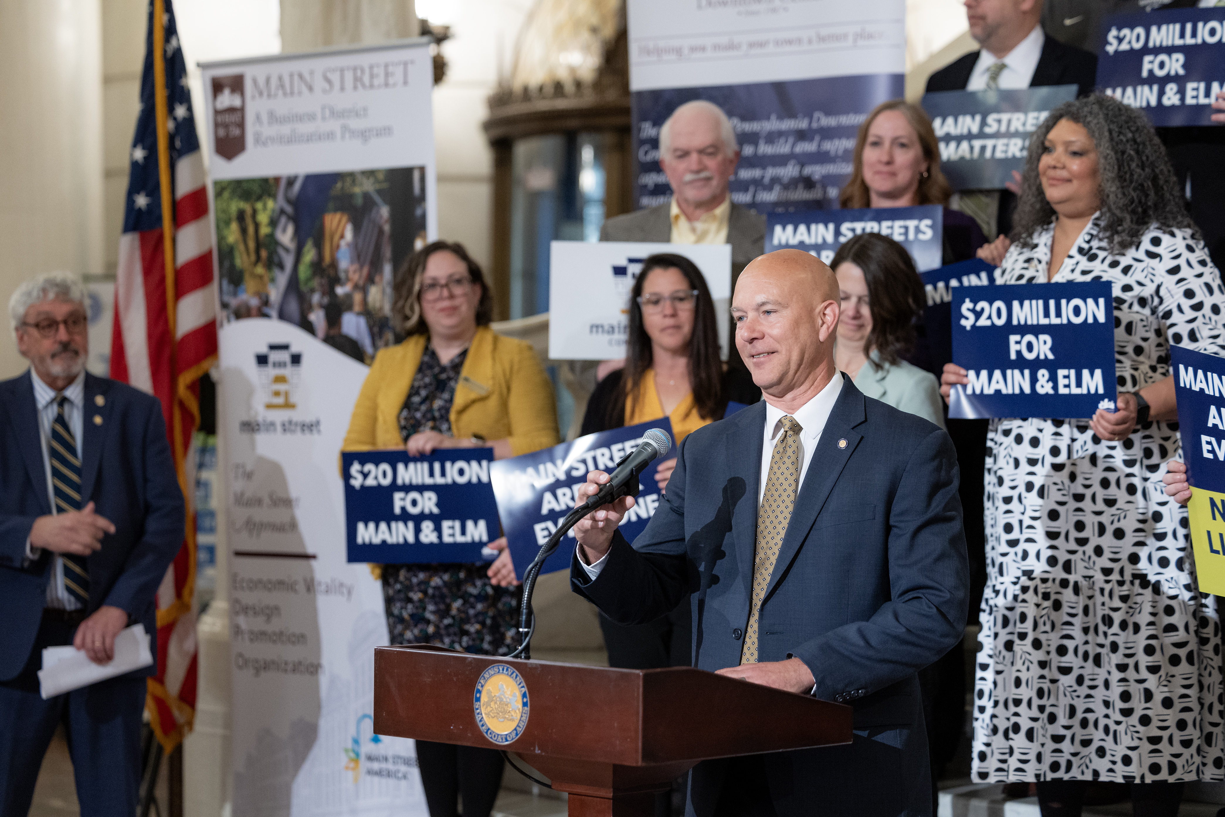 Sen. Stefano during press conference with members of Pennsylvania Downtown Center for their Main Street Matters Advocacy Day in Harrisburg