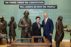 Sen. Pat Stefano joined by Gracyn Bittner, a Conemaugh Township student, as the Pennsylvania State Senate gathered in Philadelphia honoring America’s 250th birthday.