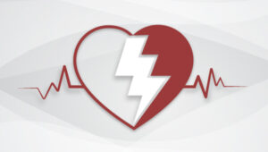 Heart-shaped image with lines depicting heart monitor readings.